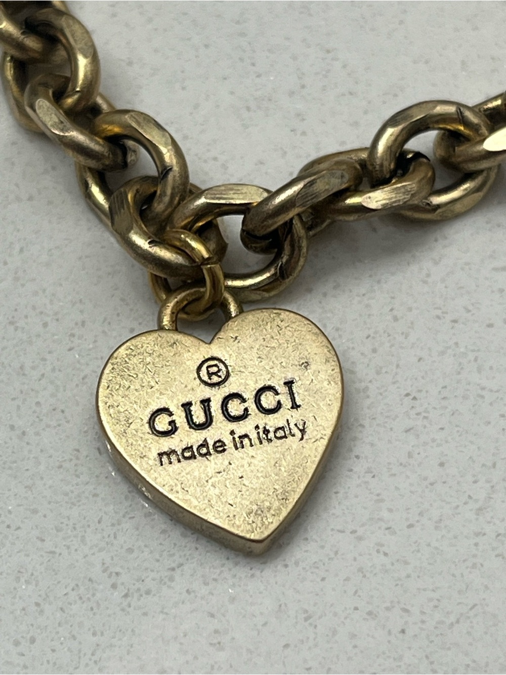 GG Gold Heart Charm Chain Bracelet